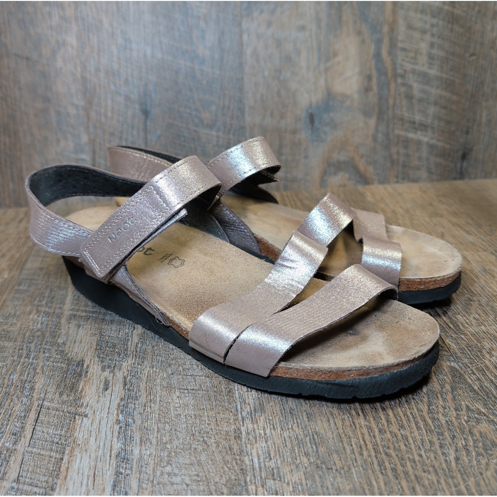 Naot Kayla Women Rose Gold Threads Low Wedge Sandals EU 40 US 9 Support Comfort